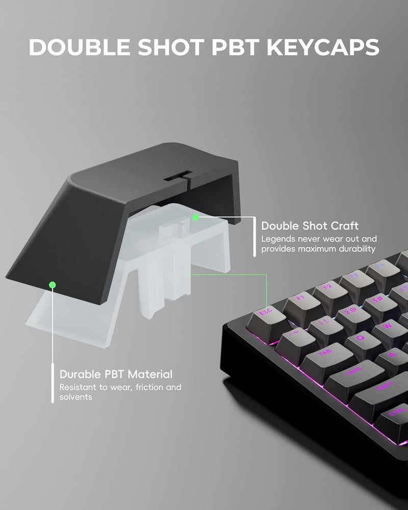 SDYZ x XVX Shine Through PBT Keycaps, Keycaps 60 75 100 Percent OEM Profile, Doubleshot Custom Key caps Set for 61/64/68/84/87/100/104/108 Gaming Mechanical Keyboard, Gradient Gray - Image 4